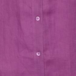 Pre Owned Marina Sport by Marina Rinaldi Purple Linen Short Sleeve Shirt L