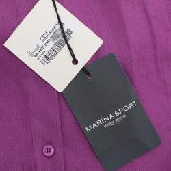 Pre Owned Marina Sport by Marina Rinaldi Purple Linen Short Sleeve Shirt L