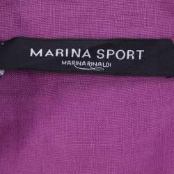 Pre Owned Marina Sport by Marina Rinaldi Purple Linen Short Sleeve Shirt L