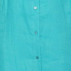 Pre Owned Marina Rinaldi Green Linen Stirrup Sleeve Plain Shirt L
