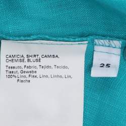 Pre Owned Marina Rinaldi Green Linen Stirrup Sleeve Plain Shirt L