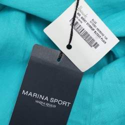 Pre Owned Marina Rinaldi Green Linen Stirrup Sleeve Plain Shirt L