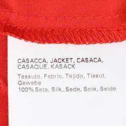 Pre Owned Marina Rinaldi Orange Silk Zip Up Patch Pocket Jacket L