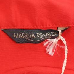 Pre Owned Marina Rinaldi Orange Silk Zip Up Patch Pocket Jacket L