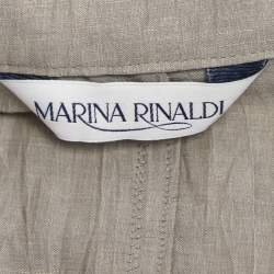 Pre Owned Marina Rinaldi Grey Texture Linen Blend Blazer L