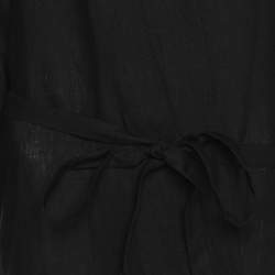 Pre Owned Marina Rinaldi Black Linen Belted Dress L