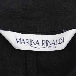 Pre Owned Marina Rinaldi Black Linen Belted Dress L