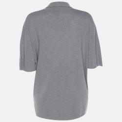 مملوكة مسبقًا Voyage by Marina Rinaldi Grey Wool Knit Polo T-Shirt L