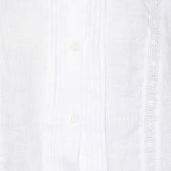 مملوكة مسبقًا Marina Sport by Marina Rinaldi White Line Embroidered Button Front Shirt L