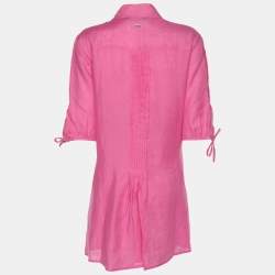 Pre Owned Marina Sport by Marina Rinaldi Linen Pintuck Mini Dress L