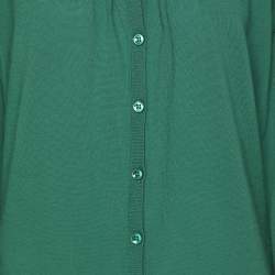 Pre Owned Marina Rinaldi Green Cashmere Knit Button Front Sweater XL