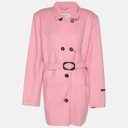 مملوكة مسبقًا بليزر مارينا رينالدي وردي مزيج صوف بزرارين بحزام مقاس كبير