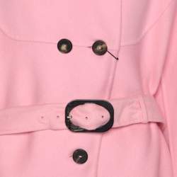 مملوكة مسبقًا بليزر مارينا رينالدي وردي مزيج صوف بزرارين بحزام مقاس كبير