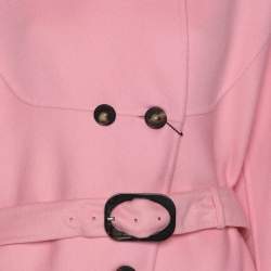 مملوكة مسبقًا بليزر مارينا رينالدي وردي مزيج صوف بزرارين بحزام مقاس كبير