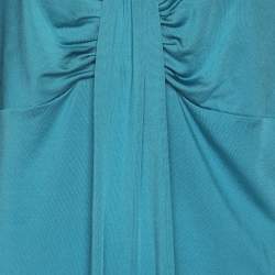 Pre Owned Marina Rinaldi Metallic Blue Jersey Sleeveless Tops L