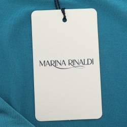 Pre Owned Marina Rinaldi Metallic Blue Jersey Sleeveless Tops L
