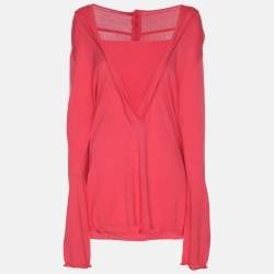 Pre Owned Voyage by Marina Rinaldi Pink Knit Full Sleeve Shrug L