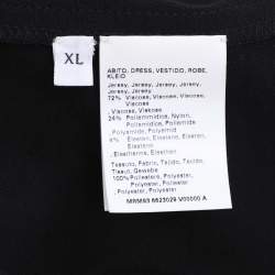 Pre Owned Marina Rinaldi Black Jersey and Nylon Short Sleeve Midi Dress XL