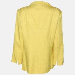 Pre Owned Marina Rinaldi Yellow Jacquard Blazer L