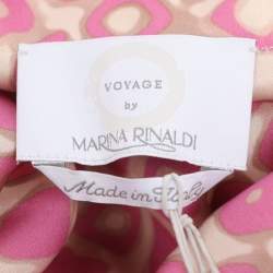 Pre Owned Marina Rinaldi Pink Printed Silk Short Sleeve Top L