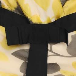 Pre Owned Marina Rinaldi Yellow Chiffon Sunflower Print Sleeveless Dress L