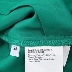 Pre Owned Marina Rinaldi Green Satin Scarf Neck Long Sleeve Shirt L