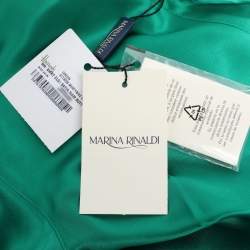 Pre Owned Marina Rinaldi Green Satin Scarf Neck Long Sleeve Shirt L