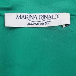 Pre Owned Marina Rinaldi Green Satin Scarf Neck Long Sleeve Shirt L