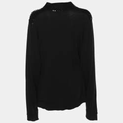 مملوكة مسبقًا Marina Sport by Marina Rinaldi Black Knit Sequin Embellished Front Zip Sweater XL