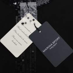 مملوكة مسبقًا Marina Sport by Marina Rinaldi Black Knit Sequin Embellished Front Zip Sweater XL