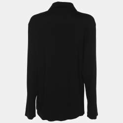 Pre Owned Marina Sport by Marina Rinaldi Black Jersey Embellished Collar Full Sleeve T-Shirt L