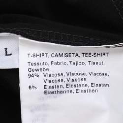 Pre Owned Marina Sport by Marina Rinaldi Black Jersey Embellished Collar Full Sleeve T-Shirt L