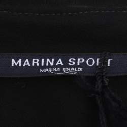 Pre Owned Marina Sport by Marina Rinaldi Black Jersey Embellished Collar Full Sleeve T-Shirt L