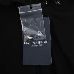 Pre Owned Marina Sport by Marina Rinaldi Black Jersey Embellished Collar Full Sleeve T-Shirt L