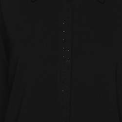 Pre Owned Marina Sport by Marina Rinaldi Black Jersey Embellished Collar Full Sleeve T-Shirt L