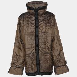 Pre Owned Marina Rinaldi Metallic Brown Quilted Nylon Puffer Jacket L