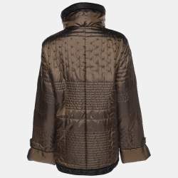 Pre Owned Marina Rinaldi Metallic Brown Quilted Nylon Puffer Jacket L