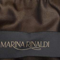 Pre Owned Marina Rinaldi Metallic Brown Quilted Nylon Puffer Jacket L