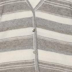 مملوكة مسبقًا كارديجان فوييج مارينا رينالدي رمادي/أوف وايت مخطط مطاطي محبوك طقم مقاس كبير