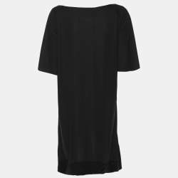 Pre Owned Marina Rinaldi Black Satin Pleated Tops L