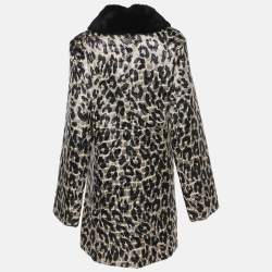 Pre Owned جاكيت رحلات بواسطة مارينا رينالدي متعدد الألوان بطبعة حيوانات جاكار فرو مقاس كبير