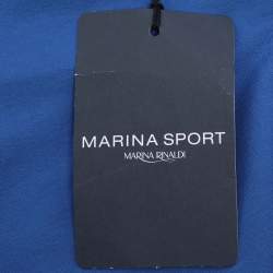Pre Owned Marina Sport by Marina Rinaldi Blue Jersey Crystal Embellished V Neck Sweater L