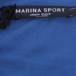 Pre Owned Marina Sport by Marina Rinaldi Blue Jersey Crystal Embellished V Neck Sweater L
