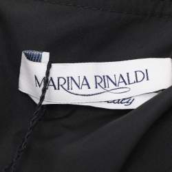 Pre Owned Marina Rinaldi Black Brocade Nylon Sleeveless Midi Dress L