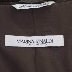 Pre Owned Marina Rinaldi Metallic Grey Velvet Single Breasted Blazer L