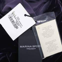 Pre Owned Marina Sport by Marina Rinaldi Purple Velvet Pleated Long Sleeve Mini Dress L