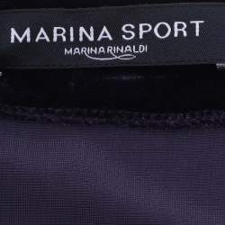 Pre Owned Marina Sport by Marina Rinaldi Purple Velvet Pleated Long Sleeve Mini Dress L