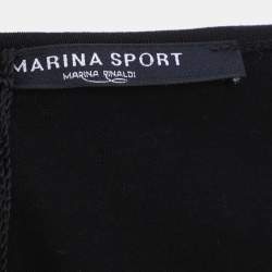 Pre Owned Marina Sport by Marina Rinaldi Black Jersey Logo T-Shirt L