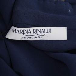 Pre Owned Marina Rinaldi Blue Chiffon Beads Embellished Long Cardigan L