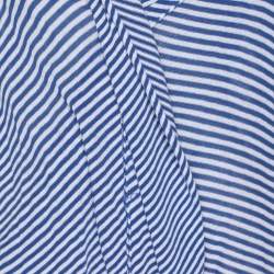 Pre Owned Marina Rinaldi Blue Stripe Stretch Knit Cardigan L